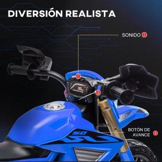 Juguete niños moto eléctrica ruedas apoyo sonidos