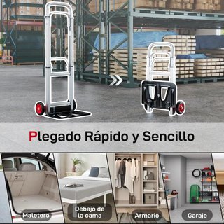 Carro Plegable Aluminio 90kg Mango Telescópico
