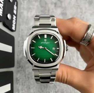 Reloj Poedagar Hombre Plata y Verde