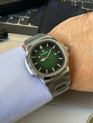 Reloj Poedagar Hombre Plata y Verde