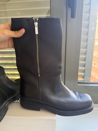 Zara Piel y caña de otro tejido Negras T.41 (6)