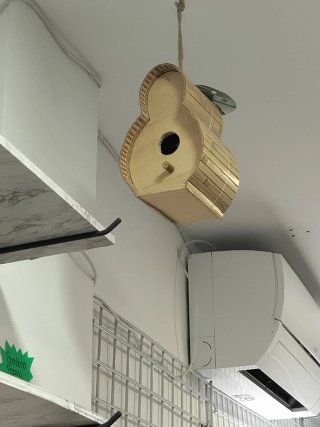 Casita para pájaros de madera colgante