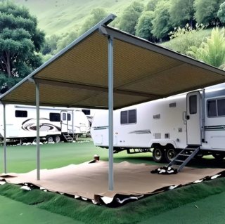 Toldo de 3x2 para exterior color marrón.
