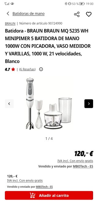 Batidora Braun Minipimer 5V MQ5235
