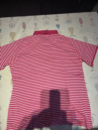 Polo Rayas Rosa y Blanco Talla M