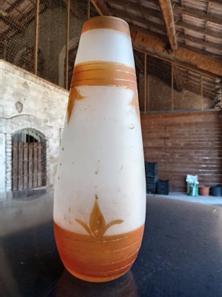 Vaso in vetro Lemir, dipinto e decorato