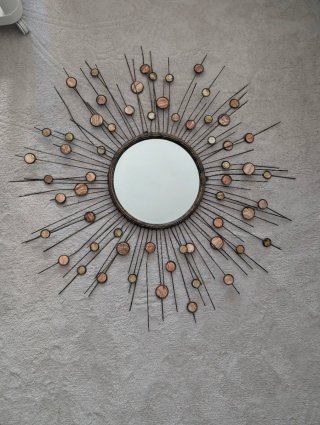 Espejo Decorativo Sol Metal Piedra