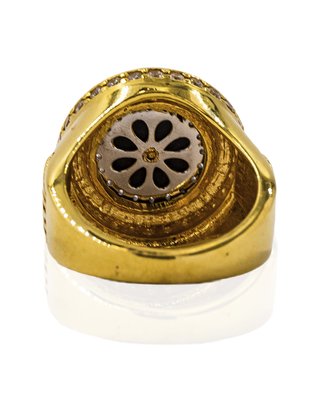 Anillo sello medusa y piedra negra oro - ref.16039
