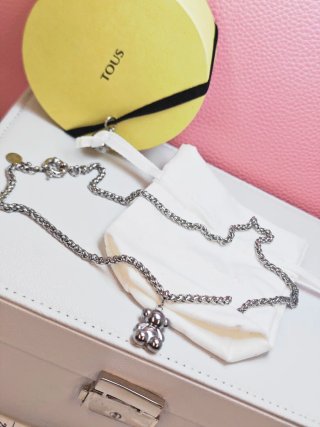 Tous collar acero inoxidable plateado oso bold