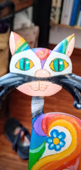 Gatto in legno laccato con calamita (Argentina)