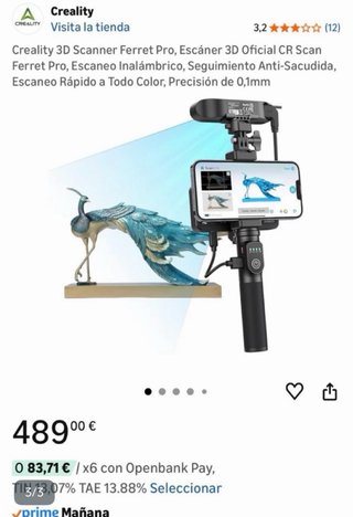 Creality 3D scanner FERRET PRO en su estuche