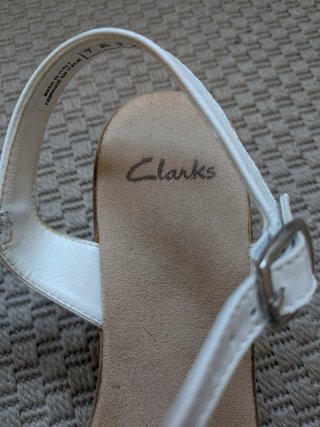 Sandalias blancas, cuña de 7 cm, n° 41, Clarks