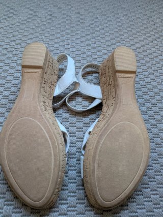 Sandalias blancas, cuña de 7 cm, n° 41, Clarks