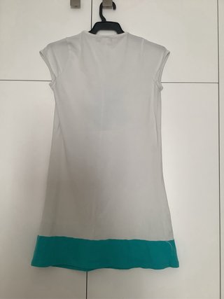 Vestido Sweet Kids talla 16 años blanco y turquesa