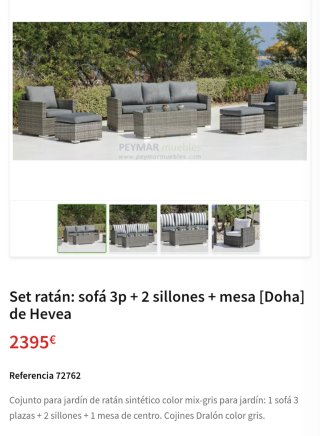 Conjunto jardin / terraza ratan sintetico