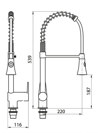 Grifo cocina Tecom Le Mans flexible cromo