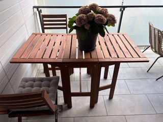 Mesa plegable exterior Ikea ÄPPLARÖ y 4 sillas
