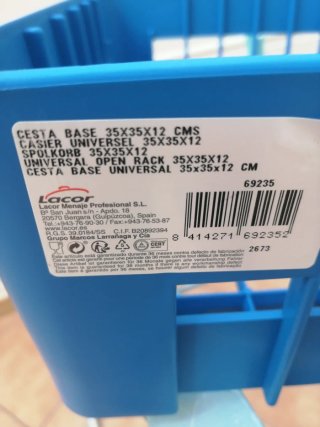 Cesta lavavasos 35x35 cm azul