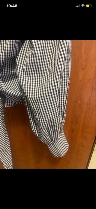 Camicia vichy Bianca e nera con maniche a sbuffo
