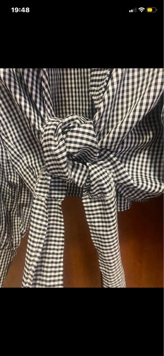 Camicia vichy Bianca e nera con maniche a sbuffo
