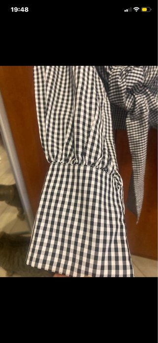 Camicia vichy Bianca e nera con maniche a sbuffo