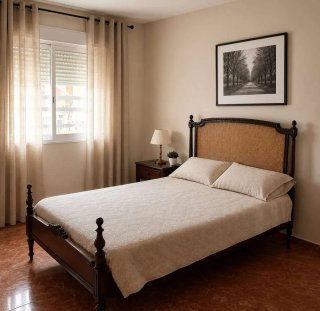 Cama artesanal madera maciza y ratán