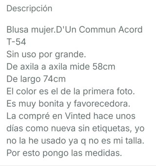 Blusa.d'Un Commun Accord.T-50. Nueva sin etiquetas