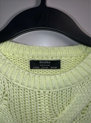 Jersey punto trenzado Bershka verde lima M⁠