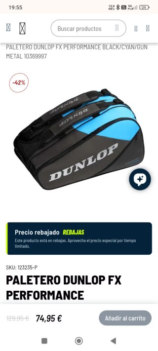 Paletero Dunlop FX performance pádel nuevo