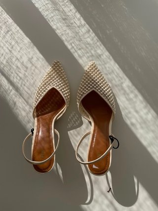 Zapatos Zara Perlas Beige/Blanco Talla 36 NUEVOS