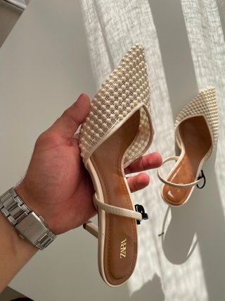 Zapatos Zara Perlas Beige/Blanco Talla 36 NUEVOS