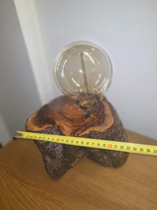 Lámpara Artesanal Madera Maciza Olivo Pieza Única