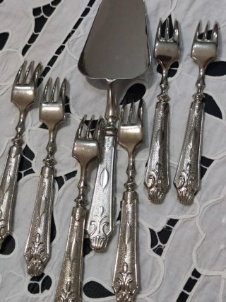 Set di posate per dolci vintage argentate