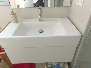 Lavabo 80 cm blanco, sin grifo