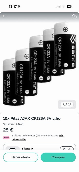 Batería Litio CR123A 3V Safire (Pack 10)
