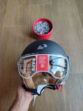 Casco Moto Jet Retro Negro Mate Talla L