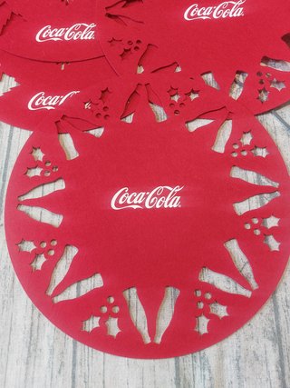 4 Tovagliette Coca Cola Natale Feltro 38cm