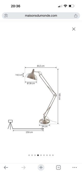Lámpara de Pie Articulada Cromada (Flexo Gigante)