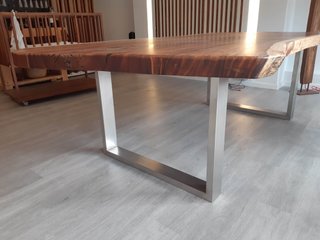 mesa madera patas inox