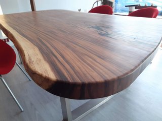 mesa madera patas inox
