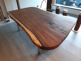 mesa madera patas inox
