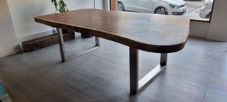 mesa madera patas inox