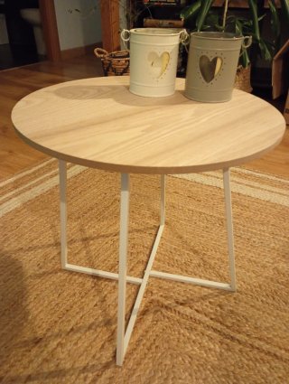 Mesa auxiliar redonda madera y metal
