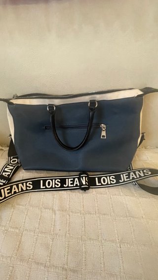 Bolso Lois azul y blanco. Usado una vez. Nuevo