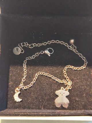 Pulsera oso y luna plata