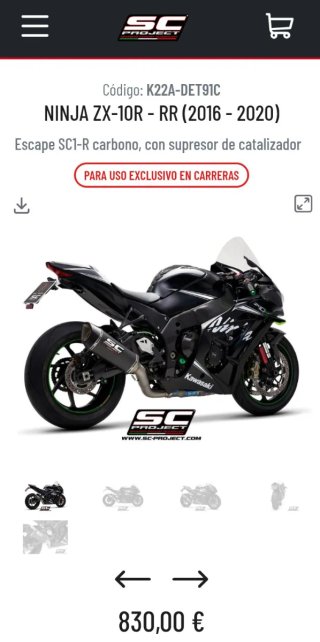 SC Project SC1-R Carbono para ZX10R - RR 2016-20