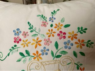 Fodera cuscino vintage anni 60 cm 35x35 ricamata