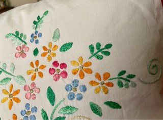 Fodera cuscino vintage anni 60 cm 35x35 ricamata