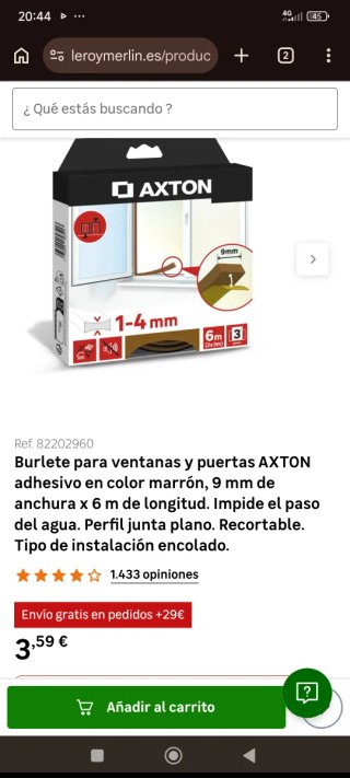 Burlete ventana o puerta marrón Axton