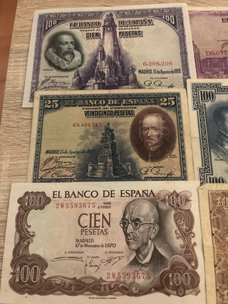 Lote 6 Billetes Pesetas España diferentes